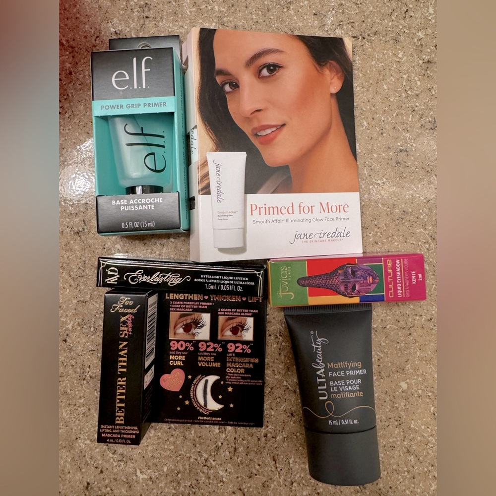 6-pc beauty gift set (face primers, mascara primer, lipstick, eyeshadow)